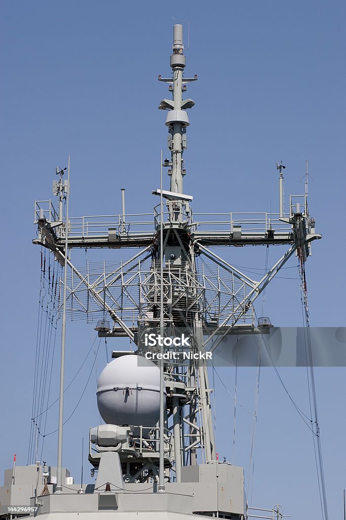 Radar and Comms Warships radar and comms tower Architectural Dome Stock Photo