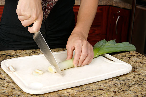 Cutting vegitable Leak stock photo