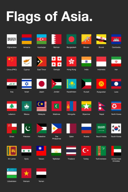 ilustrações de stock, clip art, desenhos animados e ícones de square flags of asia - flag of afghanistan