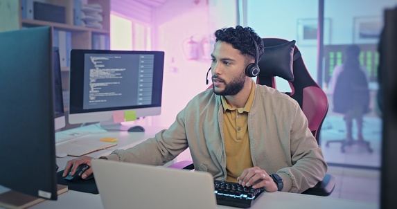 Gamer Software Development And Computer Man In Creative Business With ...