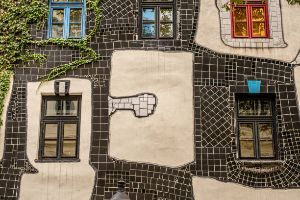 Hundertwasser house in Vienna Vienna, Austria, September 28 2022, Hundertwasser house in Vienna, Austria. Tourist attraction, unusual building. Europe travel. hundertwasser house stock pictures, royalty-free photos & images
