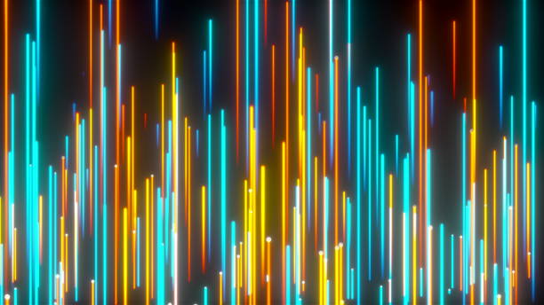 istock Bright neon lines. Retro colorful wallpaper 1442972906