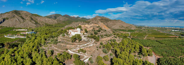 Areal View of Ruins of Hermitage of the Magdalena, Ermitorio de la Magdalena, Castelló de la Plana, Spain stock photo