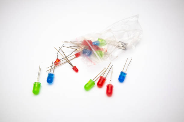 istock A collection of LED (Light Emitting Diode) colors red, green, blue on a white background. DIY materials for electronics hobbyists. 1442978217