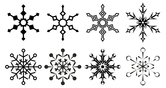 Snowflakes icon set for presentation, logo, tattoo and web design