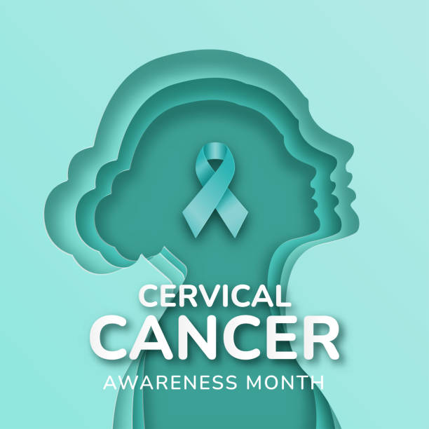 illustrazioni stock, clip art, cartoni animati e icone di tendenza di mese di sensibilizzazione sul cancro cervicale design illustrazione a gennaio - cura del corpo