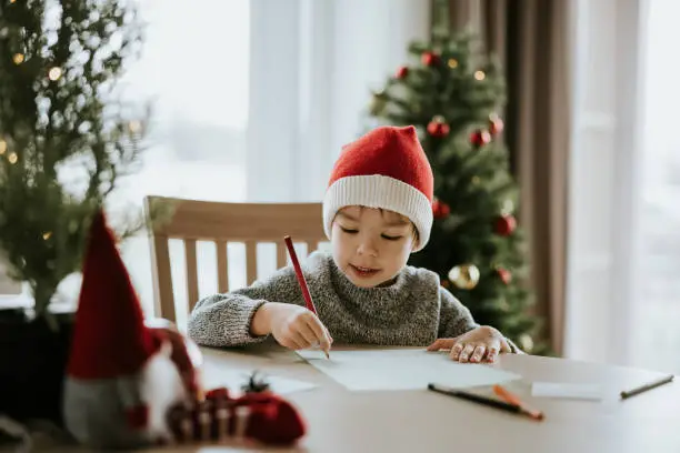 Photo of Boy writes a letter to Santa Clause