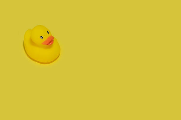 istock Yellow duck toy on a yellow background 1442982972