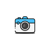 istock Blue White Minimalist Illustrated Camera icon 1442984090