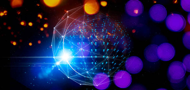 istock Communication technology for internet business. Global world network and telecommunication on earth cryptocurrency and blockchain and IoT. 1442989701