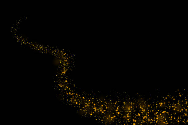 istock Gold glittering stars dust and bokeh background. Abstract christmas glow light texture. 1442991842