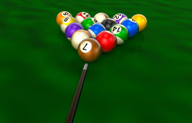 istock Billiard cue and pool balls 1442992728