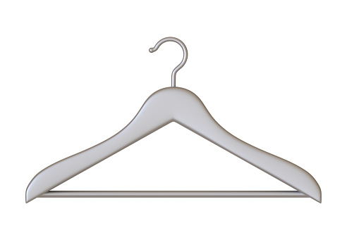 Metallic clothes hanger isolated on white background. 3D rendering 3D illustration