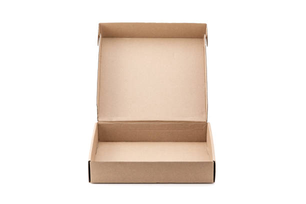 istock Paper kraft cardboard box open and isolated on white background 1442995443