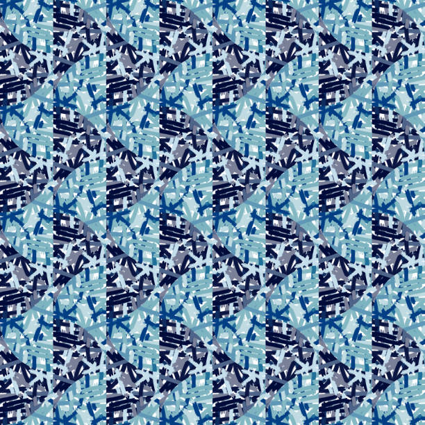 istock Abstract hand drawn brush splash seamless pattern. Decorative brushstroke kaleidoscope mosaic ornament 1443000531