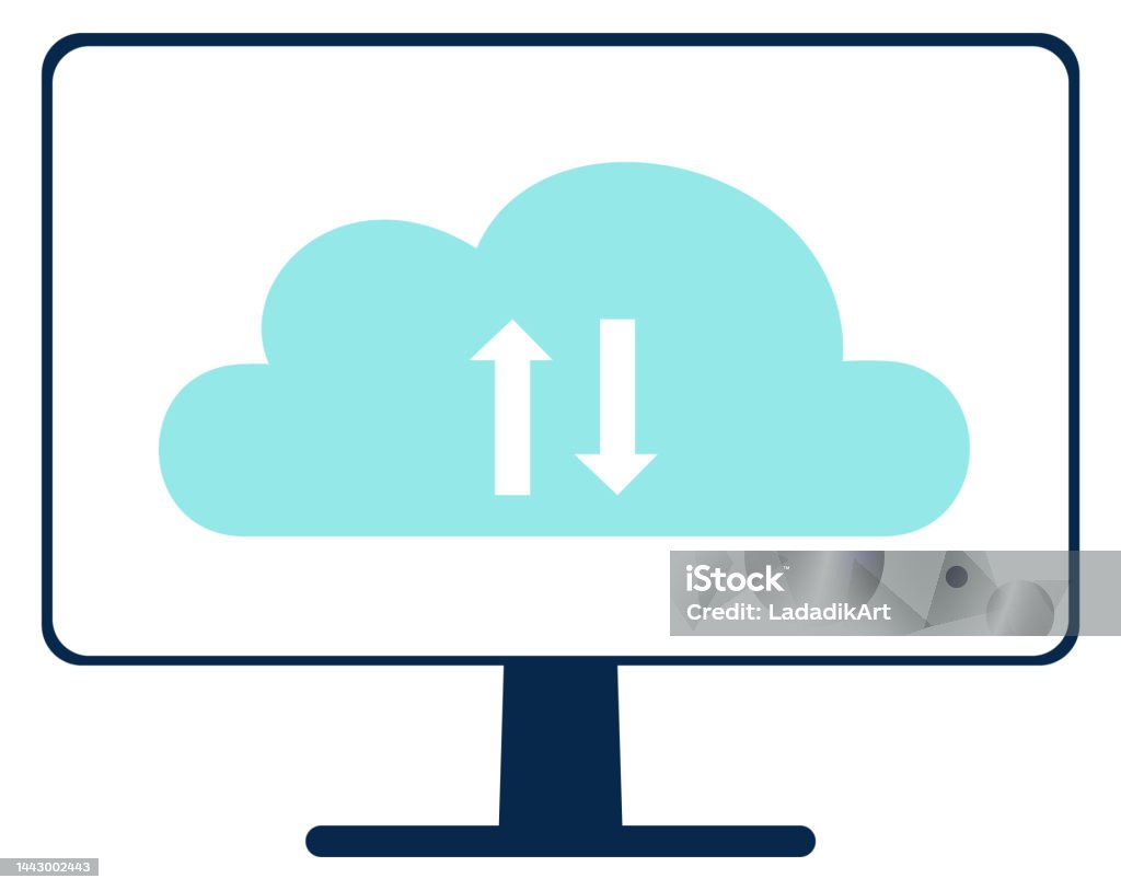 Back Up Computer Sign Cloud Syncronization Sign On Computer Display Backup Symbol Stock ...