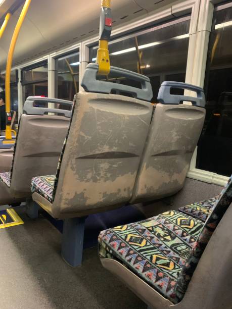 istock Generic dirty seats on an old bus 1443003793