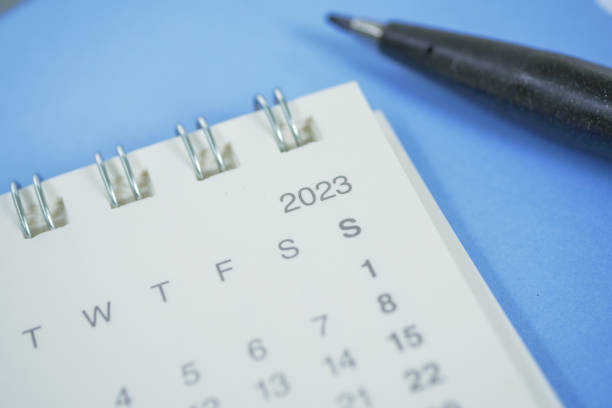 istock 2023 year calendar on office desk 1443004804