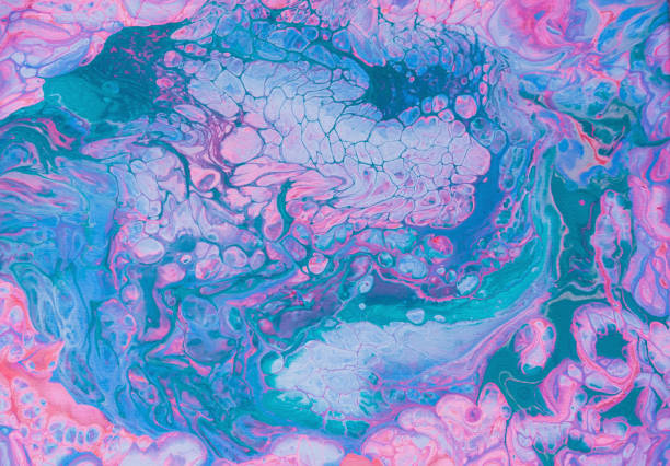 istock Psychedelic abstract background with mixed acrylic paints. Design Trend 1443007418