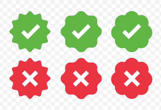 Check Mark Icons Green Tick And Red Cross Logo Verified Checkmark Emoji  Verification Badge Verified Account Symbol Similar To Twitter Stock  Illustration - Download Image Now - iStock