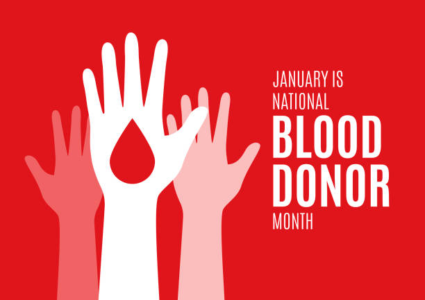 illustrations, cliparts, dessins animés et icônes de janvier est le vecteur du mois national du donneur de sang - don du sang