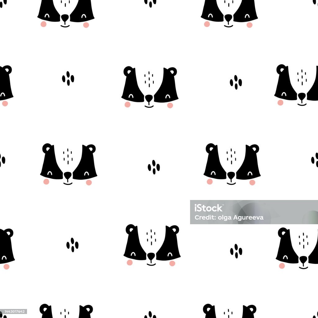 Badger Pattern Refs Seamless Pattern With A Cute Badger On A White Background Vector ...