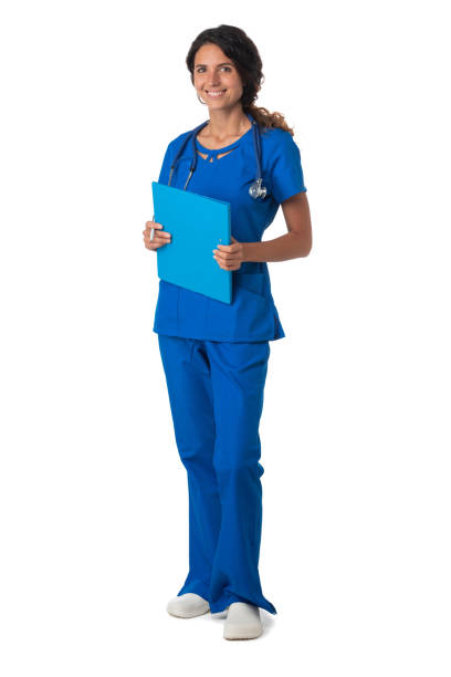 istock Female doctor with stethoscope and folder 1443021674