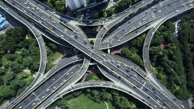 Aerial View of Busy Road Intersection