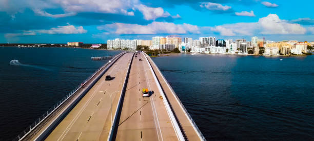 istock Sarasota city, Florida~Fly over panorama -04 1443023707