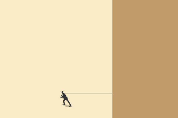 istock businessman pull the wall with the rope. concept of strength, success, challenge and pressure. 1443025063