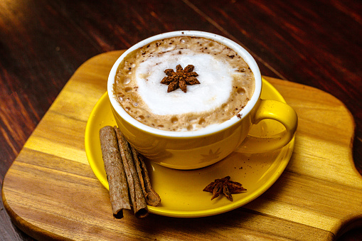 Cinnamon, Anise Latte High Resolution Stock Photo