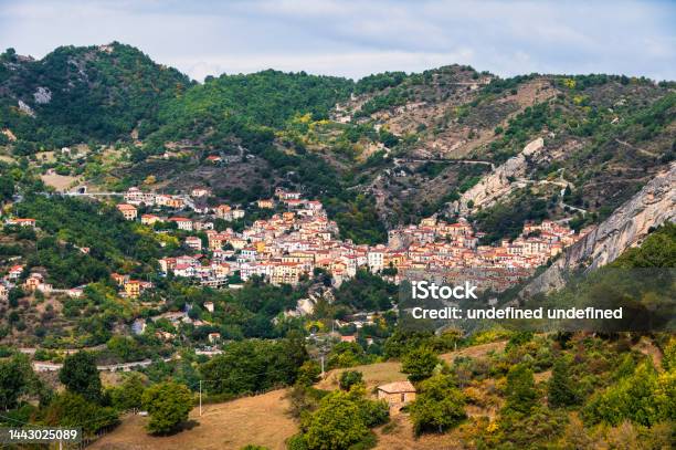 View Of Castelmezzano From Pietrapertosa Village Potenza Basilicata Stock Photo - Download Image Now
