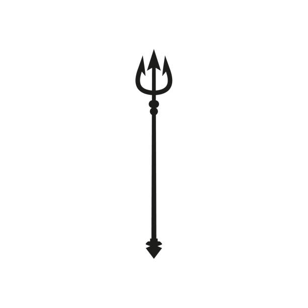 istock Trident black icon. Neptune sign. Barbados national symbol vector illustration. Isolated on white. 1443030028