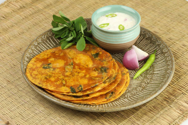istock Indian flatbread stuffed with fenugreek leaves and spices 1443031805