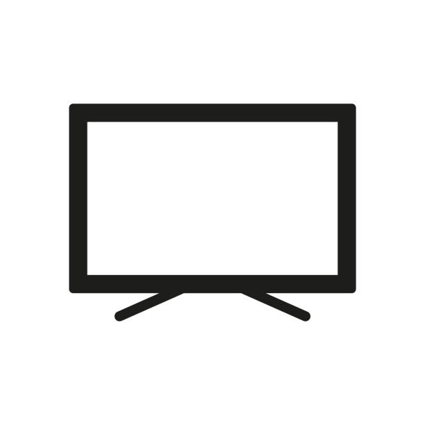 ilustrações, clipart, desenhos animados e ícones de smart tv equipamentos domésticos. televisores led display pictograma glifo. aparelho de tv com ícone de silhueta de monitor amplo. símbolo do monitor de tecnologia eletrônica lcd. ilustração vetorial isolada - white background electronics industry nobody electrical equipment