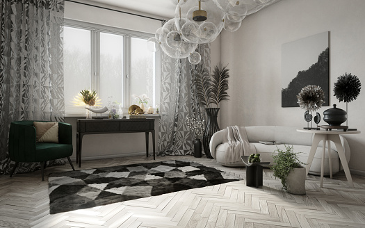 Digitally generated elegant Scandinavian home interior.

The scene was rendered with photorealistic shaders and lighting in Autodesk® 3ds Max 2023 with V-Ray 6 with some post-production added.