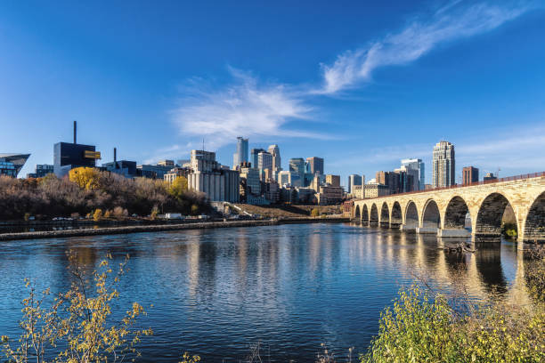 istock Downtown Minneapolis, Minnesota as seen from the famous stone arch bridge 1443045071