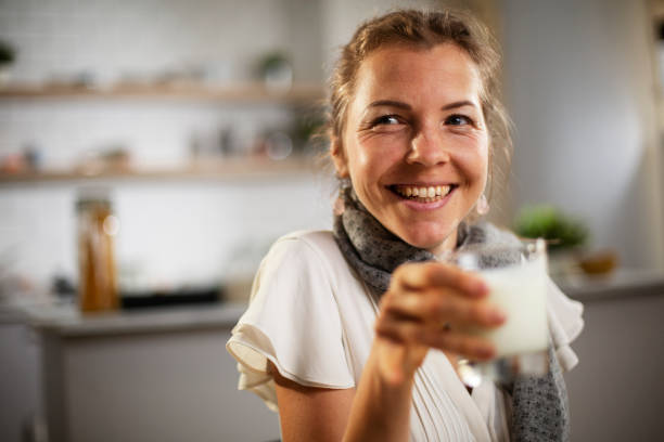 istock Beautiful woman enjoy in breakfast at home 1443045507