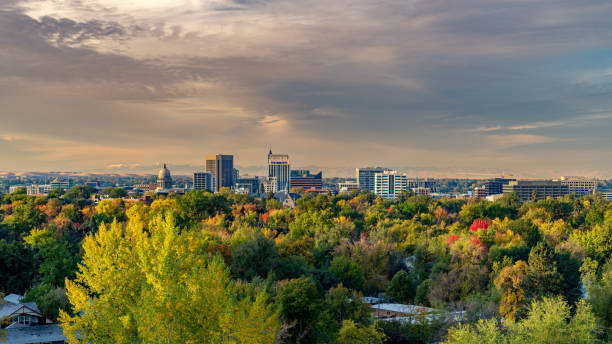 istock Boise skyline in the fall with many colored trees 1443045905