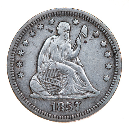 1857 Silver Quarter Dollar USA Coin