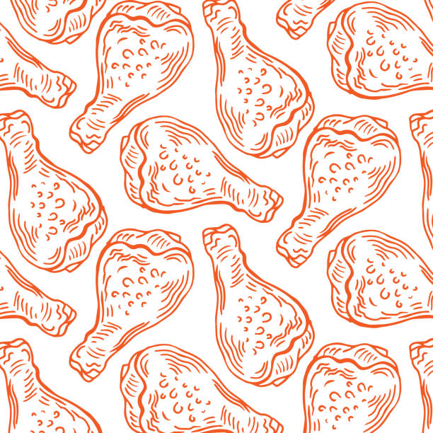 Crispy Fried Chicken Seamless Pattern vector scarf isolated repeat wallpaper tile background cartoon illustration doodle design Crispy Fried Chicken Seamless Pattern vector scarf isolated repeat wallpaper tile background cartoon illustration doodle design fried chicken stock illustrations