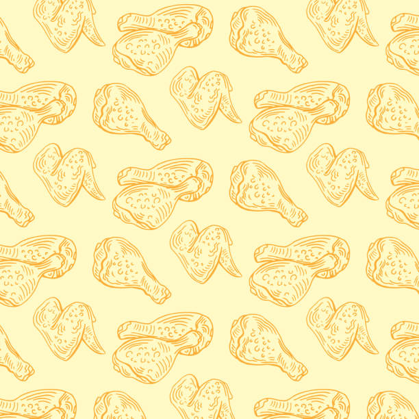 Crispy fried chicken seamless pattern. Fast food pattern background Crispy fried chicken seamless pattern. Fast food pattern background fried chicken stock illustrations