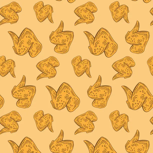 Vector illustration of Seamless pattern with hand drawn chicken meat