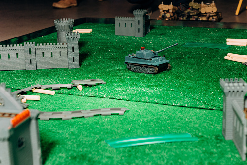 tanks game on layout decorative terrain and buildings landscape