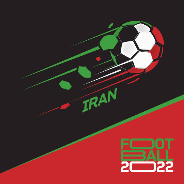 축구 컵 토너먼트 2022 . 이란 국기 패턴과 현대 축구 - qatar senegal stock illustrations