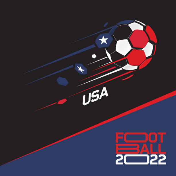 turniej pucharowy w piłce nożnej 2022 . nowoczesna piłka nożna z wzorem flagi usa - qatar senegal stock illustrations