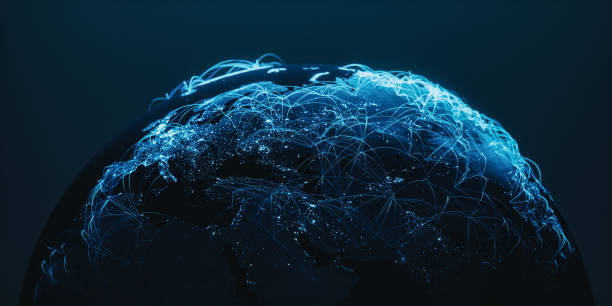 istock Cinematic Globe With City Connections (World Map Credits To NASA) 1443057011