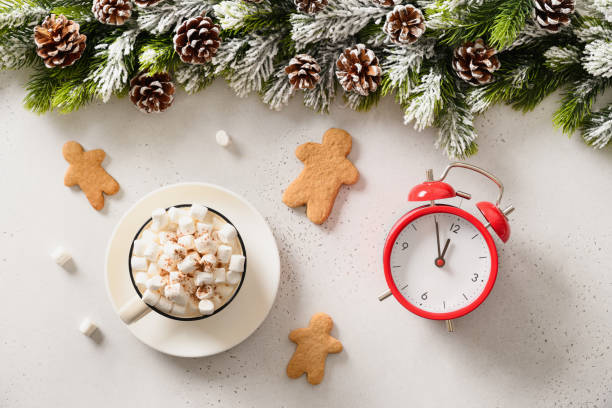 istock Christmas coffee with marshmallow and Gingerbread man cookies. 1443058450