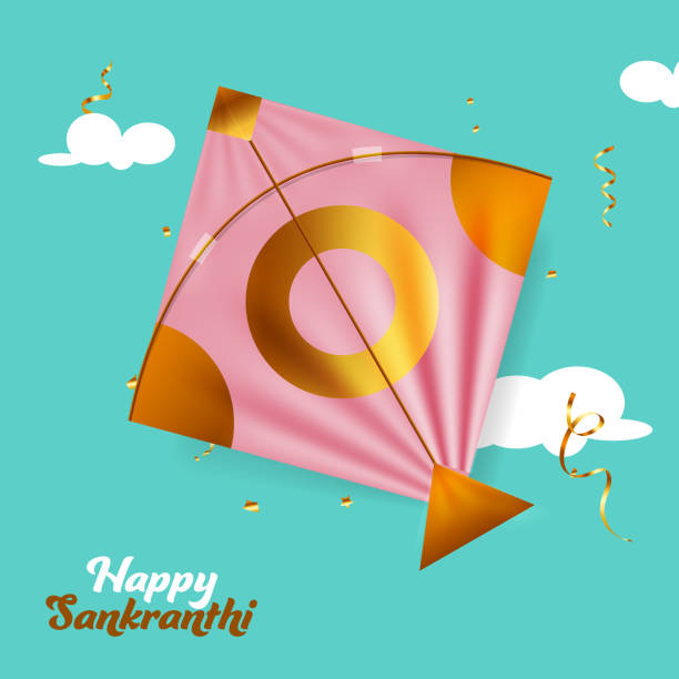istock Happy makara sankranti banner with festive golden kite flying 1443060087