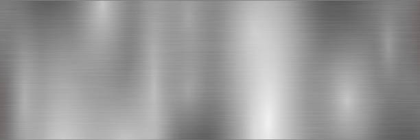 istock Silver background and foil texture, shiny and metal steel gradient template. Brushed stainless steel pattern - vector for stock 1443060366